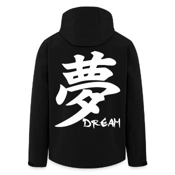 Das Wort Traum im Japanischen (weiß) - Recycelte Männer Softshell-Jacke von Stanley/Stella - Schwarz - Hinten - AI Model Male 185 light (185cm)
