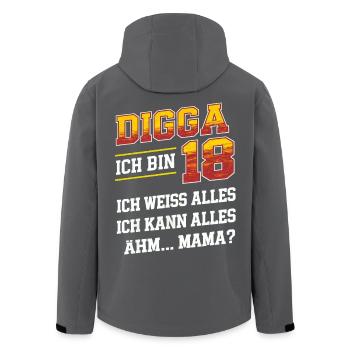 Digga ich bin 18 - Recycelte Männer Softshell-Jacke von Stanley/Stella - Schwarz - Hinten - AI Model Male 185 light (185cm)