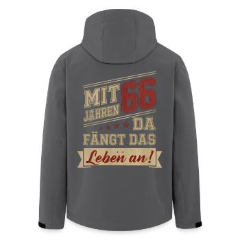 mit 66 Jahren da fängt das Leben an - Recycelte Männer Softshell-Jacke von Stanley/Stella - Schwarz - Hinten - AI Model Male 185 light (185cm)