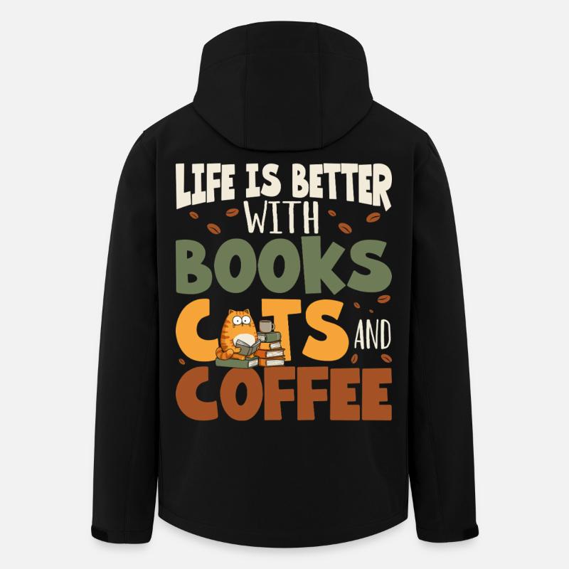 Reading Books Cats - Men’s Recycled Softshell Jacket by Stanley/Stella - black