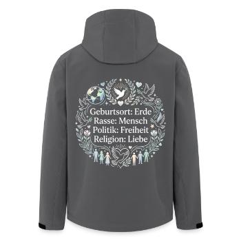 Gegen Rassismus - Recycelte Männer Softshell-Jacke von Stanley/Stella - Schwarz - Hinten - AI Model Male 185 light (185cm)