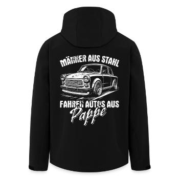 Trabi | Männer aus Stahl - Auto aus Pappe - Recycelte Männer Softshell-Jacke von Stanley/Stella - Schwarz - Hinten - AI Model Male 185 light (185cm)