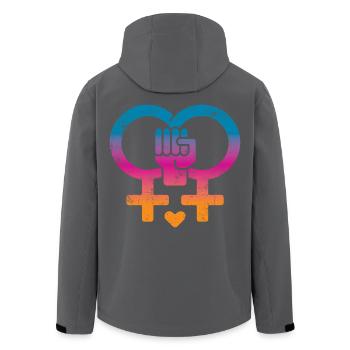 Droits des femmes, pouvoir des femmes - Veste softshell homme en polyester recyclé Stanley/Stella - noir - Dos - AI Model Male 185 light (185cm)