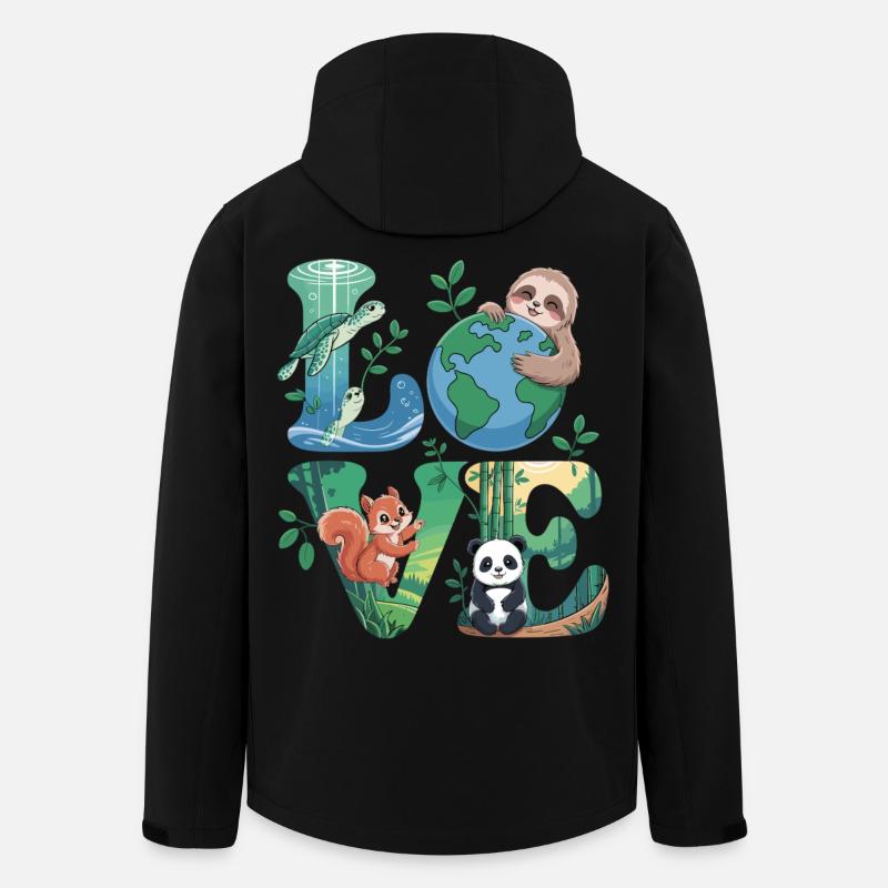 Nature Love Shirt Panda Sloth Turtle - Men’s Recycled Softshell Jacket by Stanley/Stella - black