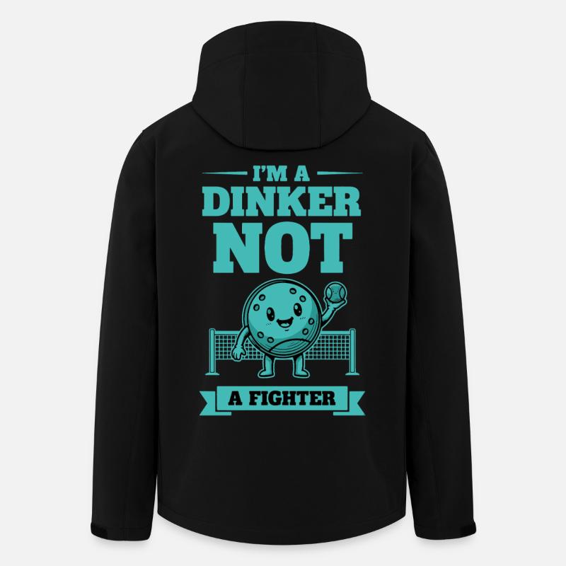 Pickleball rolig spelare Dinker Inte en fighter älskar - Softshelljacka herr i återvunnen polyester Discoverer Stanley/Stella - svart