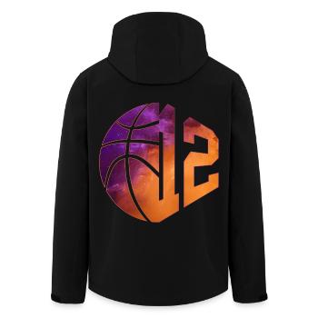 NUMÉRO 12 : 12E ANNIVERSAIRE DE BASKET-BALL - Veste softshell homme en polyester recyclé Stanley/Stella - noir - Dos - AI Model Male 185 light (185cm)