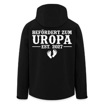 Befördert zum Uropa 2027 – Baby Ankündigung - Recycelte Männer Softshell-Jacke von Stanley/Stella - Schwarz - Hinten - AI Model Male 185 light (185cm)