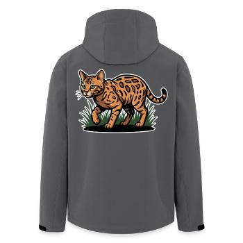 Vintage Forest Marauding Spotted Bengal Cat - Men’s Recycled Softshell Jacket by Stanley/Stella - black - Back - AI Model Male 185 light (185cm)