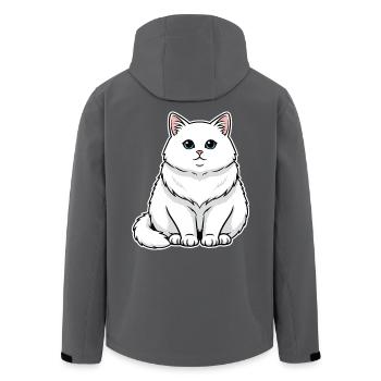 Chat Blanc Fluffy Yeux Bleus Portrait Majestueux - Veste softshell homme en polyester recyclé Stanley/Stella - noir - Dos - AI Model Male 185 light (185cm)
