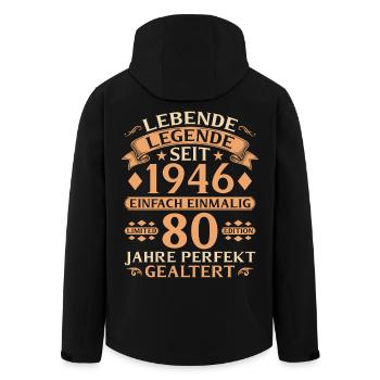 Jahrgang 1946 – 80 Jahre perfekt gealtert - Recycelte Männer Softshell-Jacke von Stanley/Stella - Schwarz - Hinten - AI Model Male 185 light (185cm)