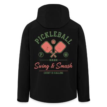 Pickleball Lustiger Schwung und Smash Court - Recycelte Männer Softshell-Jacke von Stanley/Stella - Schwarz - Hinten - AI Model Male 185 light (185cm)