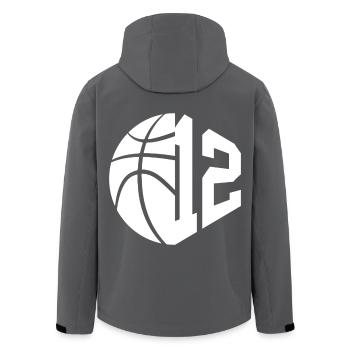 NON. 12 NUMÉRO 12 BASKETBALL 12E ANNIVERSAIRE - Veste softshell homme en polyester recyclé Stanley/Stella - noir - Dos - AI Model Male 185 light (185cm)