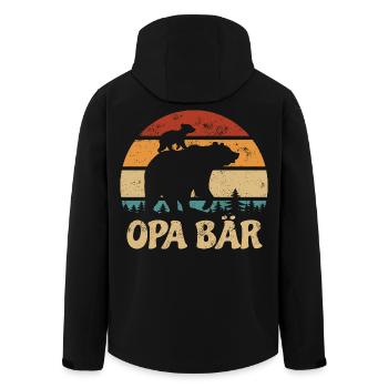 Grand-père Ours - Fête des Mères - Cadeau vintage - Veste softshell homme en polyester recyclé Stanley/Stella - noir - Dos - AI Model Male 185 light (185cm)