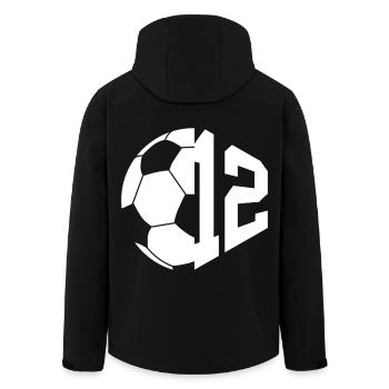 NON. 12e FOOTBALLEUR NUMÉRO 12 FOOTBALL 12E ANNIVERSAIRE - Veste softshell homme en polyester recyclé Stanley/Stella - noir - Dos - AI Model Male 185 light (185cm)