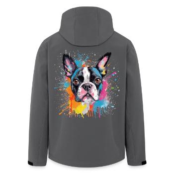 Vivid Splash Boston Terrier-Porträt - Recycelte Männer Softshell-Jacke von Stanley/Stella - Anthrazit - Hinten - AI Model Male 185 light (185cm)