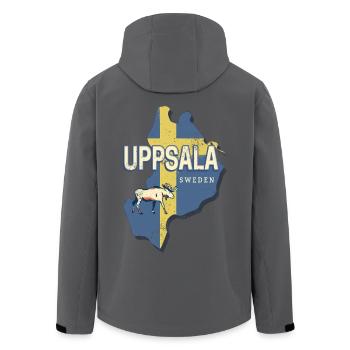 Carte souvenir de la province d’Uppsala, Suède - Veste softshell homme en polyester recyclé Stanley/Stella - noir - Dos - AI Model Male 185 light (185cm)