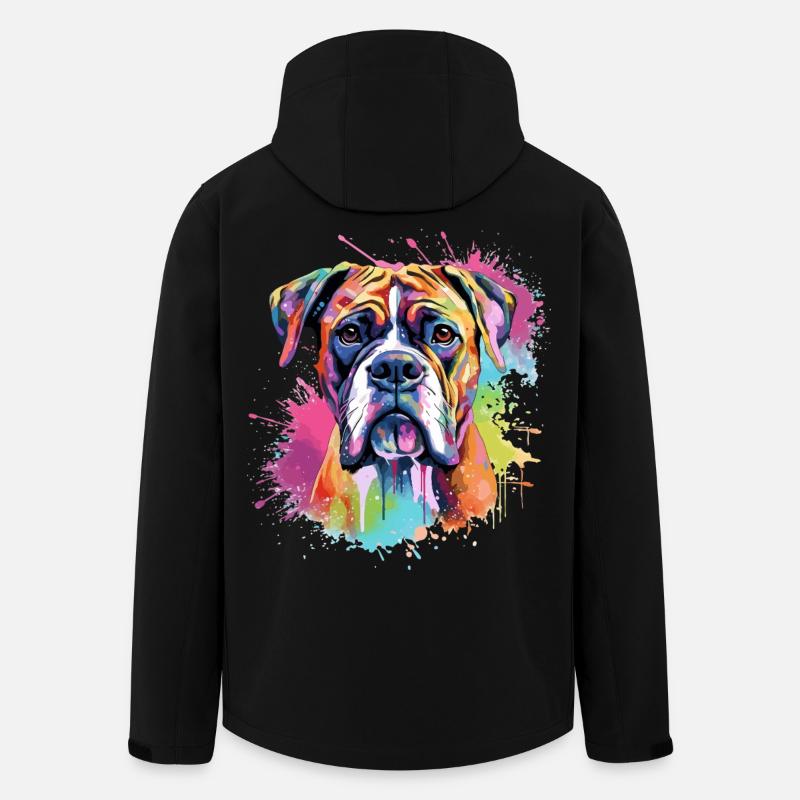 Vivid Boxer Dog Porträt-Splash - Recycelte Männer Softshell-Jacke von Stanley/Stella - Schwarz