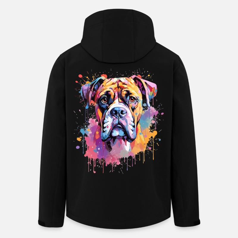 Boxer Bunte Hund Splash Art - Recycelte Männer Softshell-Jacke von Stanley/Stella - Schwarz