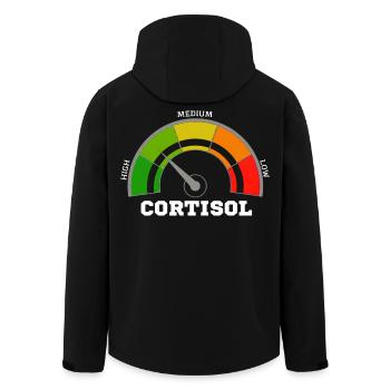 Funny Low cortisol Hilarious Stress Free Cortisol - Men’s Recycled Softshell Jacket by Stanley/Stella - black - Back - AI Model Male 185 light (185cm)