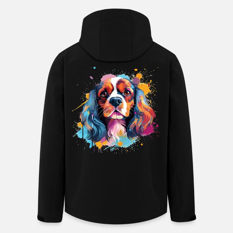 Cavalier King Charles Spaniel Dog Colorful - Men’s Recycled Softshell Jacket by Stanley/Stella - black
