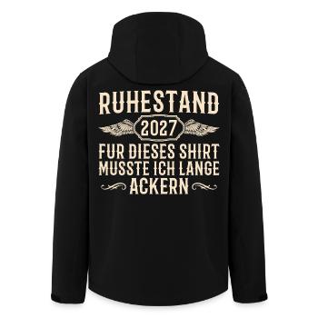 Ruhestand 2027 – Lange geackert für die Rente - Recycelte Männer Softshell-Jacke von Stanley/Stella - Schwarz - Hinten - AI Model Male 185 light (185cm)
