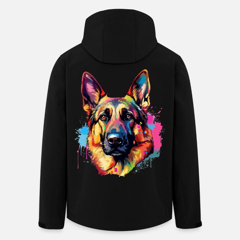 Lebendiger Deutscher Schäferhund Splash - Recycelte Männer Softshell-Jacke von Stanley/Stella - Schwarz