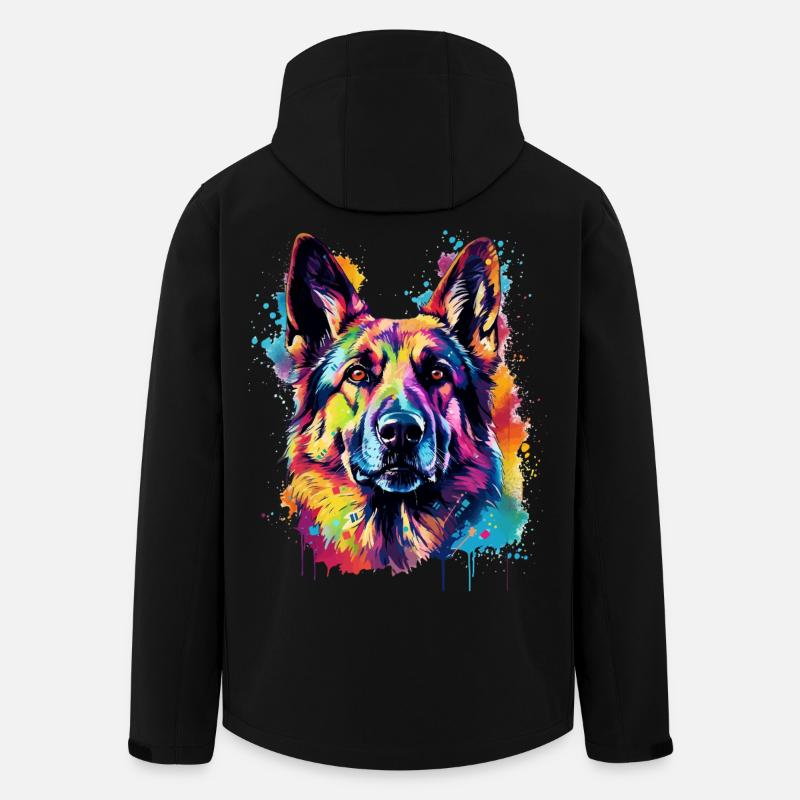 Bunte Deutscher Schäferhund-Splash-Art - Recycelte Männer Softshell-Jacke von Stanley/Stella - Schwarz