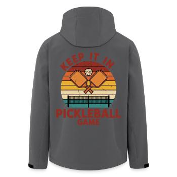 Pickleball Keep It In Game Paddles drôles de joueur - Veste softshell homme en polyester recyclé Stanley/Stella - noir - Dos - AI Model Male 185 light (185cm)