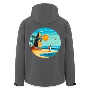 Tropischer Strandtraum Palmen & Sonne - Recycelte Männer Softshell-Jacke von Stanley/Stella - Schwarz - Hinten - AI Model Male 185 light (185cm)