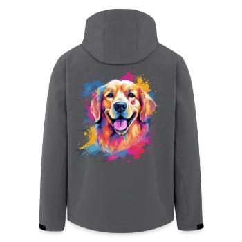 Splash Art Golden Retriever - Men’s Recycled Softshell Jacket by Stanley/Stella - black - Back - AI Model Male 185 light (185cm)