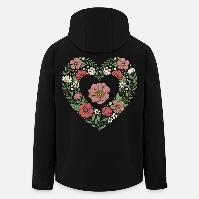 Floral Heart Botanical Bloom Design - Recycelte Männer Softshell-Jacke von Stanley/Stella - Schwarz