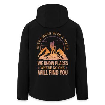 Funny Hikers Saying - Men’s Recycled Softshell Jacket by Stanley/Stella - black - Back - AI Model Male 185 light (185cm)