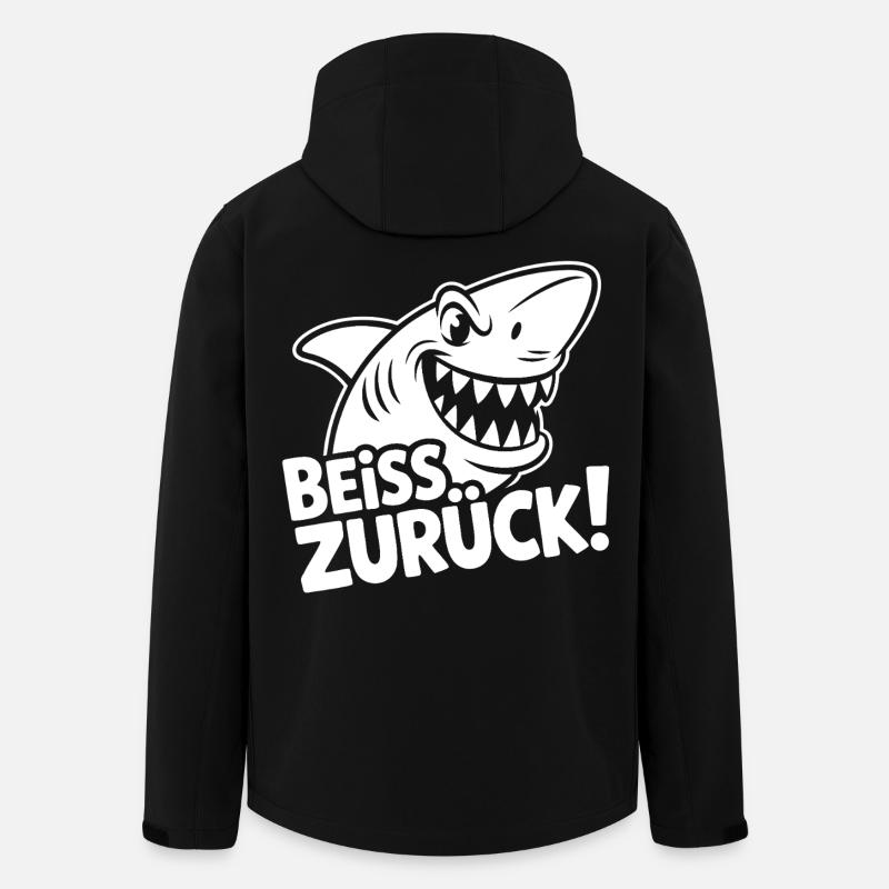Beiß Zurück Hai Cartoon - Recycelte Männer Softshell-Jacke von Stanley/Stella - Schwarz