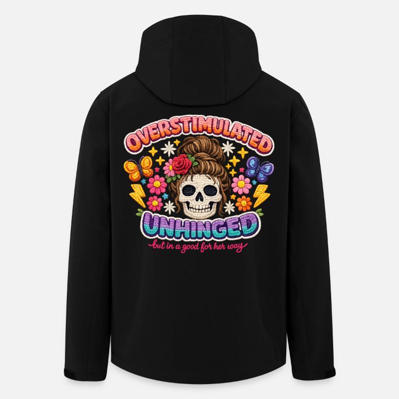 Overstimulated Unhinged Skull Flora - Men’s Recycled Softshell Jacket by Stanley/Stella - black