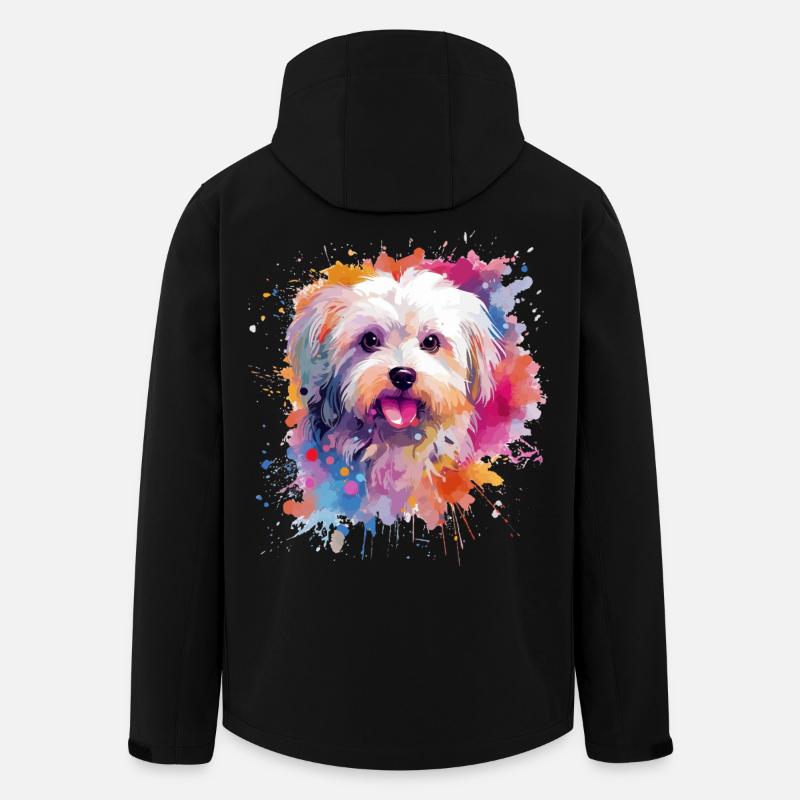 Bunte Malteserhunde-Splash-Art - Recycelte Männer Softshell-Jacke von Stanley/Stella - Schwarz