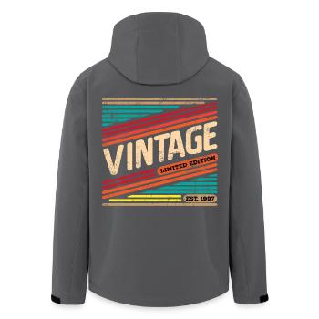 Vintage 1997 - Recycelte Männer Softshell-Jacke von Stanley/Stella - Schwarz - Hinten - AI Model Male 185 light (185cm)