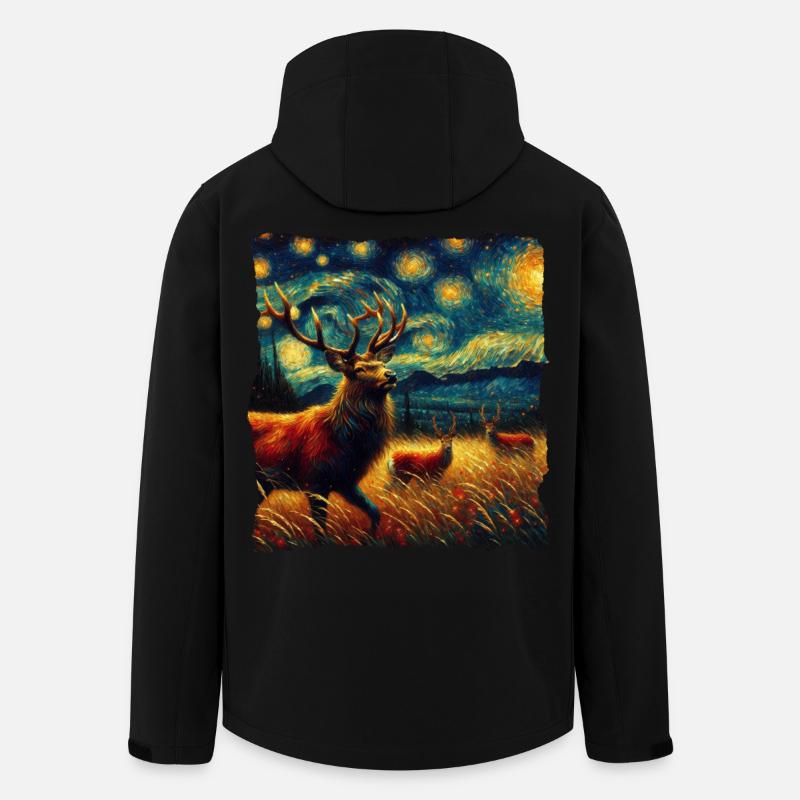 Cerf de Virginie Nuit étoilée - Veste softshell homme en polyester recyclé Stanley/Stella - noir