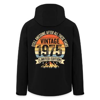 Jahrgang 1975 Retro Geburtstags Design  - Recycelte Männer Softshell-Jacke von Stanley/Stella - Schwarz - Hinten - AI Model Male 185 light (185cm)