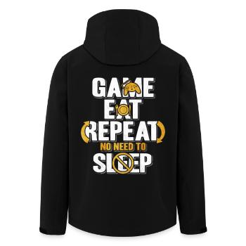 Game Eat Repeat – No Sleep Gamer - Men’s Recycled Softshell Jacket by Stanley/Stella - black - Back - AI Model Male 185 light (185cm)