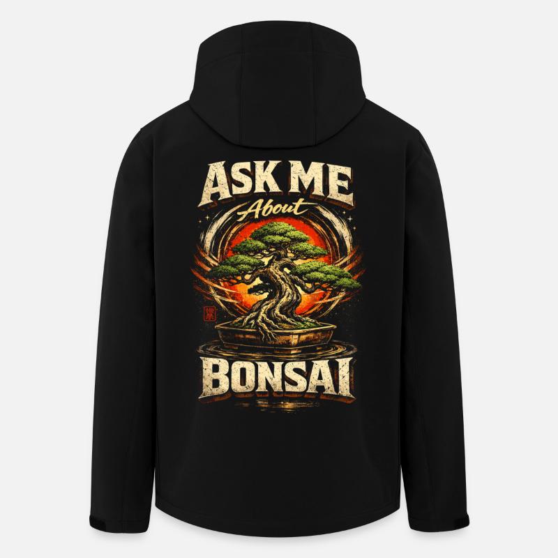 Bonsai Tree Ask Me About Bonsai - Men’s Recycled Softshell Jacket by Stanley/Stella - black