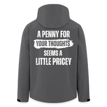 A Penny for Your Thoughts Seems A Little Pricey - Men’s Recycled Softshell Jacket by Stanley/Stella - anthracite - Back - AI Model Male 185 light (185cm)