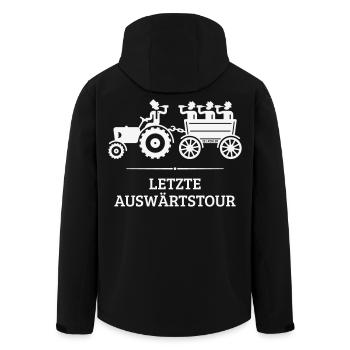 Letzte Auswärtstour Mit Trecker (JGA Bräutigam W) - Recycelte Männer Softshell-Jacke von Stanley/Stella - Schwarz - Hinten - AI Model Male 185 light (185cm)