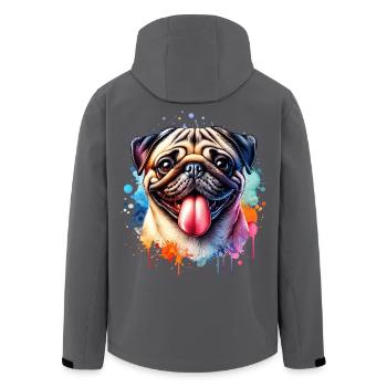 Pug Motif - Men’s Recycled Softshell Jacket by Stanley/Stella - black - Back - AI Model Male 185 light (185cm)