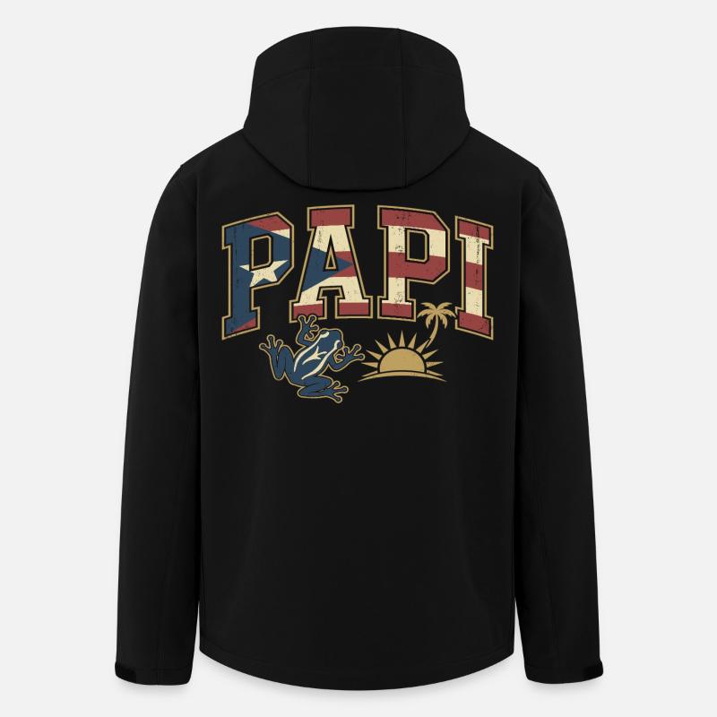 Papi Puerto Rico Flag - Men’s Recycled Softshell Jacket by Stanley/Stella - black