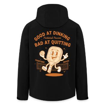 Pickleball Funny Player Good At Dinking Bad At - Men’s Recycled Softshell Jacket by Stanley/Stella - black - Back - AI Model Male 185 light (185cm)
