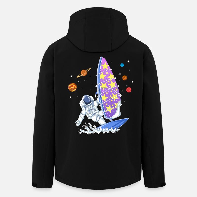 Astronaute de planche à voile spatiale Galaxy Stars Surfer - Veste softshell homme en polyester recyclé Stanley/Stella - noir