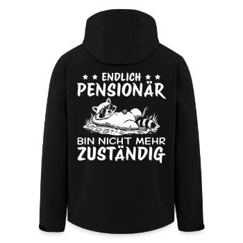 Pensionär Waschbär – Nicht mehr zuständig - Recycelte Männer Softshell-Jacke von Stanley/Stella - Schwarz - Hinten - AI Model Male 185 light (185cm)