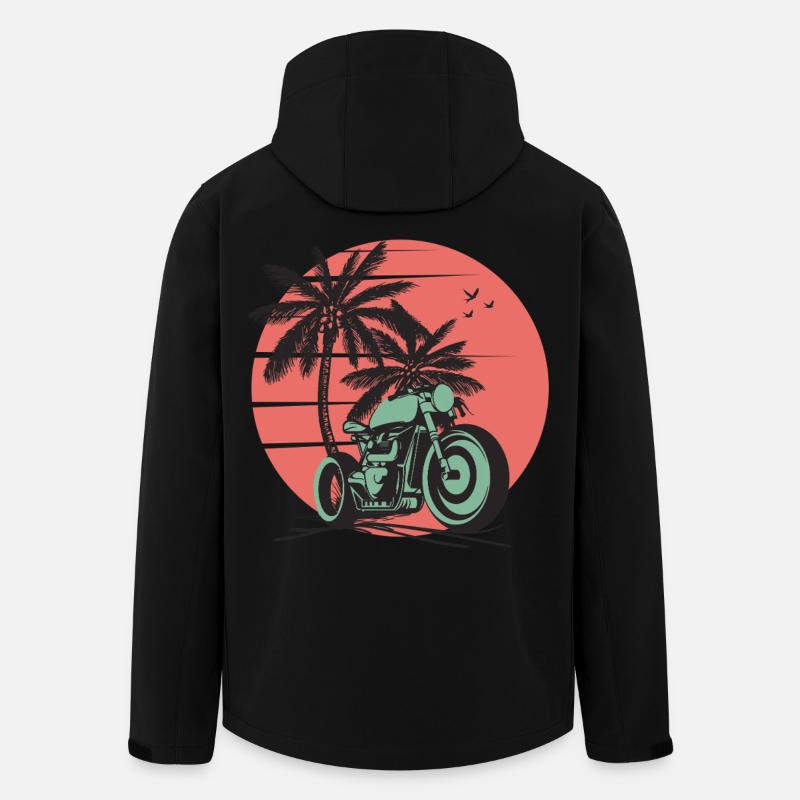 Retro Sunset Palm Motorradfahrt - Recycelte Männer Softshell-Jacke von Stanley/Stella - Schwarz