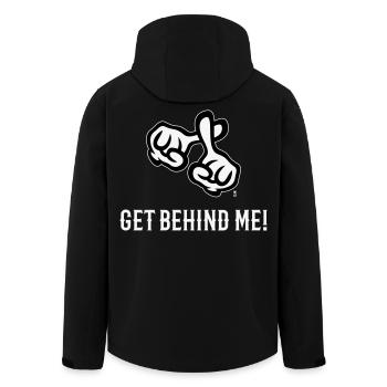 Derrière moi ! (Croix / Bible / Religion / NEG 2C) - Veste softshell homme en polyester recyclé Stanley/Stella - noir - Dos - AI Model Male 185 light (185cm)