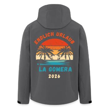 La Gomera Urlaub 2026 Kanaren Reise Outfit - Recycelte Männer Softshell-Jacke von Stanley/Stella - Schwarz - Hinten - AI Model Male 185 light (185cm)